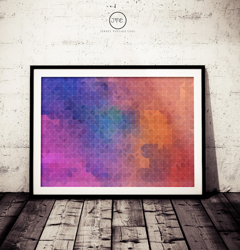 Lamina Poligonal Impresion Del Arte Minimalista Arte Etsy