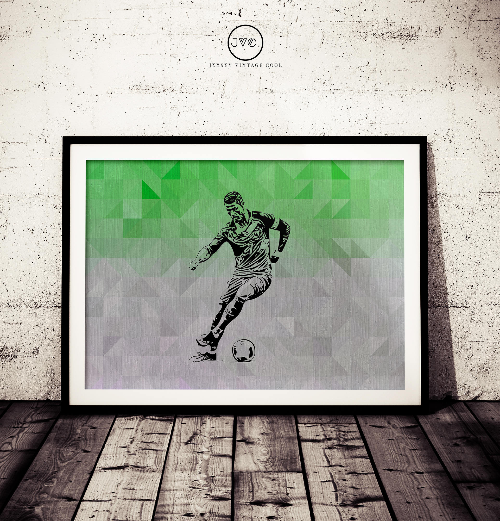 Green And Gray Soccer Superstar Pattern Art Print Minimalist Etsy