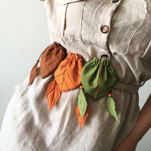 Druide Blatt-ähnlicher Würfel Beutel Efeublatt Runenbeutel Elfen Kordelzug Renfaire Korok Samen Tasche DnD Beutel Spielkartenhalter Festival Gürtel Accessoire
