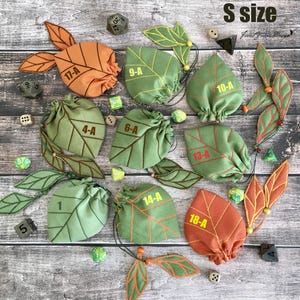 Handcrafted Druid Leaf Pouches: Dice, Crystals, Coins, Elven Renfaire Accessories, Attachable to Belt (Pre-Order) image 3