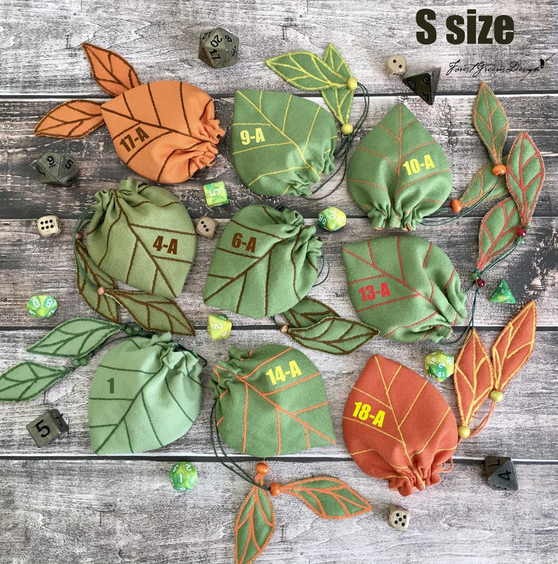 Handcrafted Druid Leaf Pouches: Dice, Crystals, Coins, Elven Renfaire Accessories, Attachable to Belt (Pre-Order) image 3