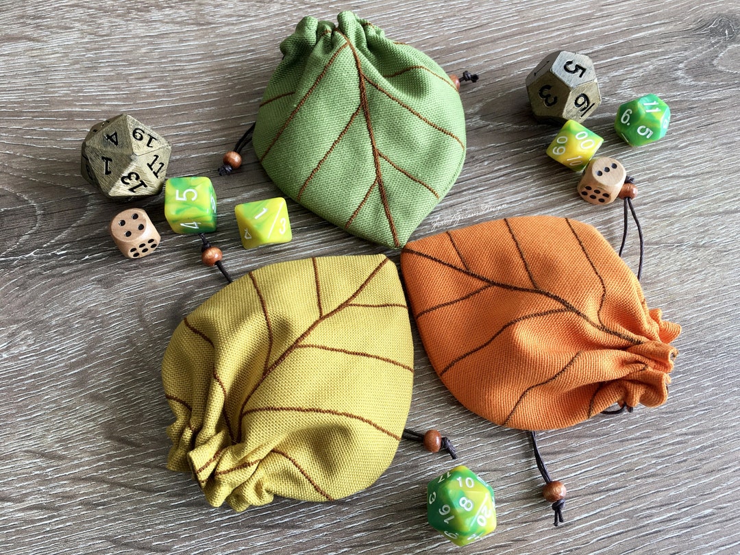 Leaf-like Dice Pouch, Leaf Rune Bag, Drawstring Druid Dnd Bag, Green ...