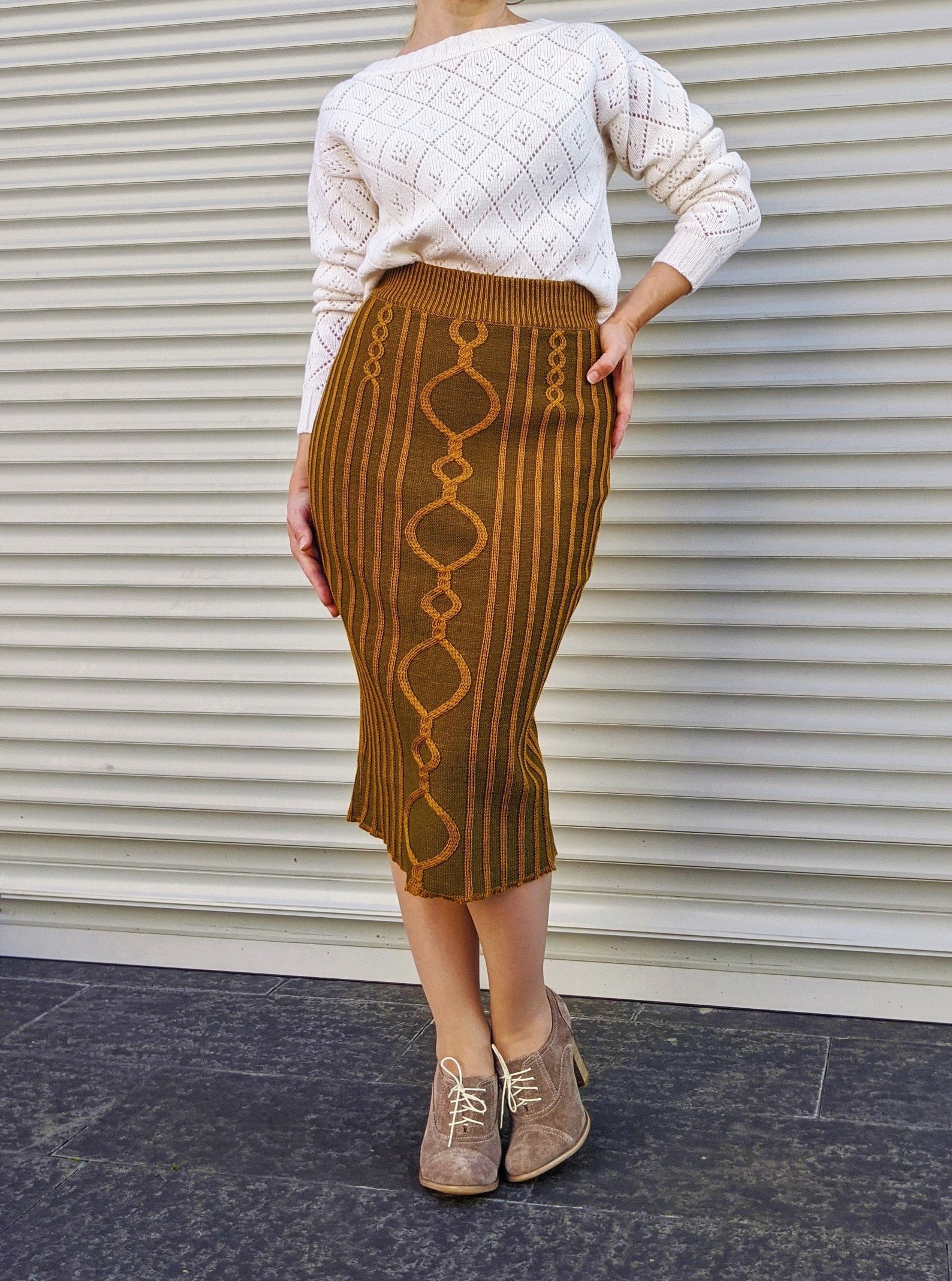 Wool pencil skirt Women knit midi skirt Etsy