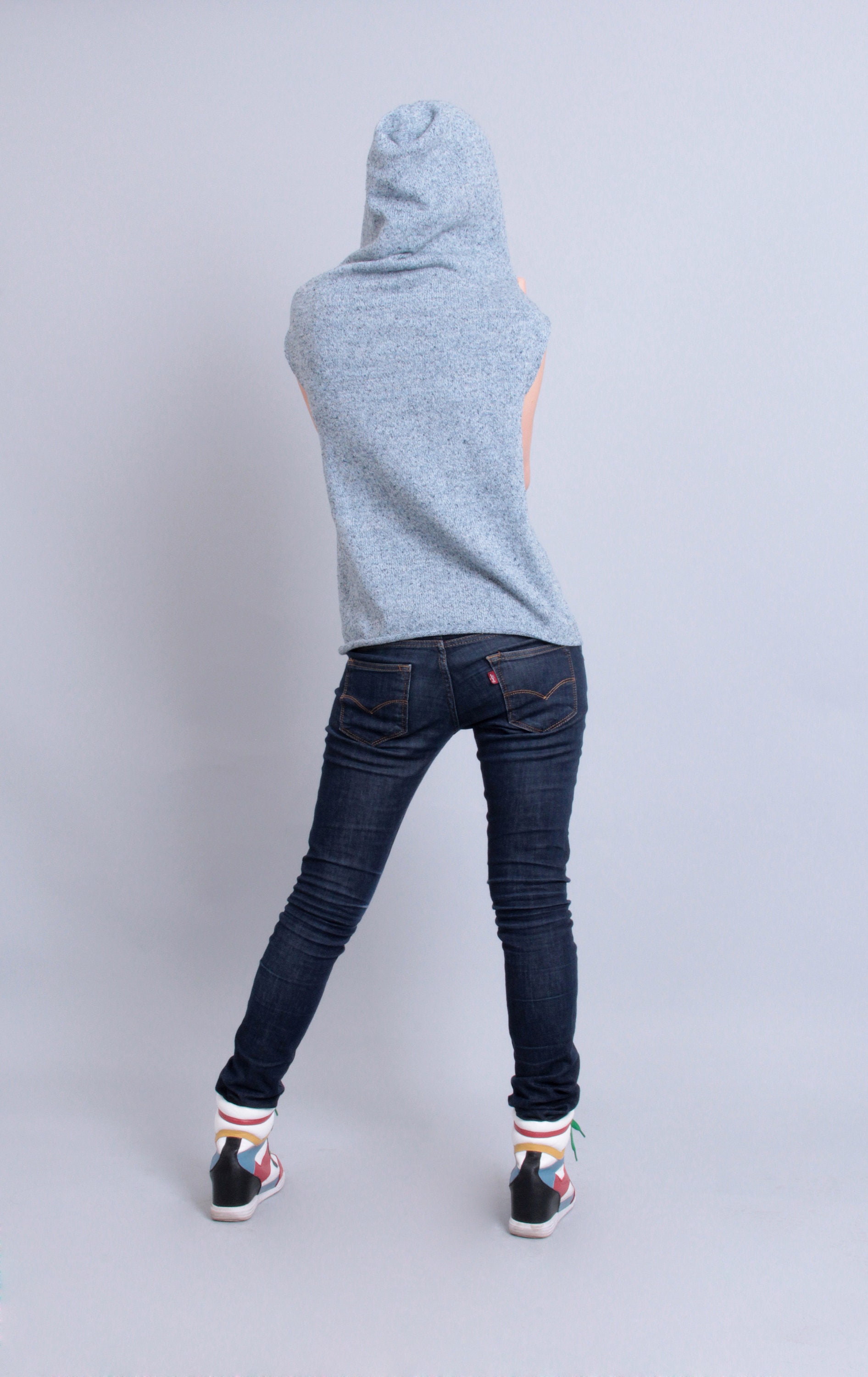 Blue sweater vest for women Knit sleeveless sweater Vest with Etsy