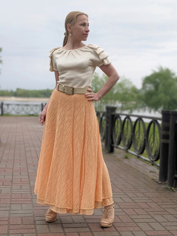 Cream Puff Sleeve Knit Top Short Sleeve 