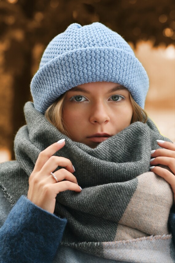 Merino Wool Hat From Ukraine Light Blue 