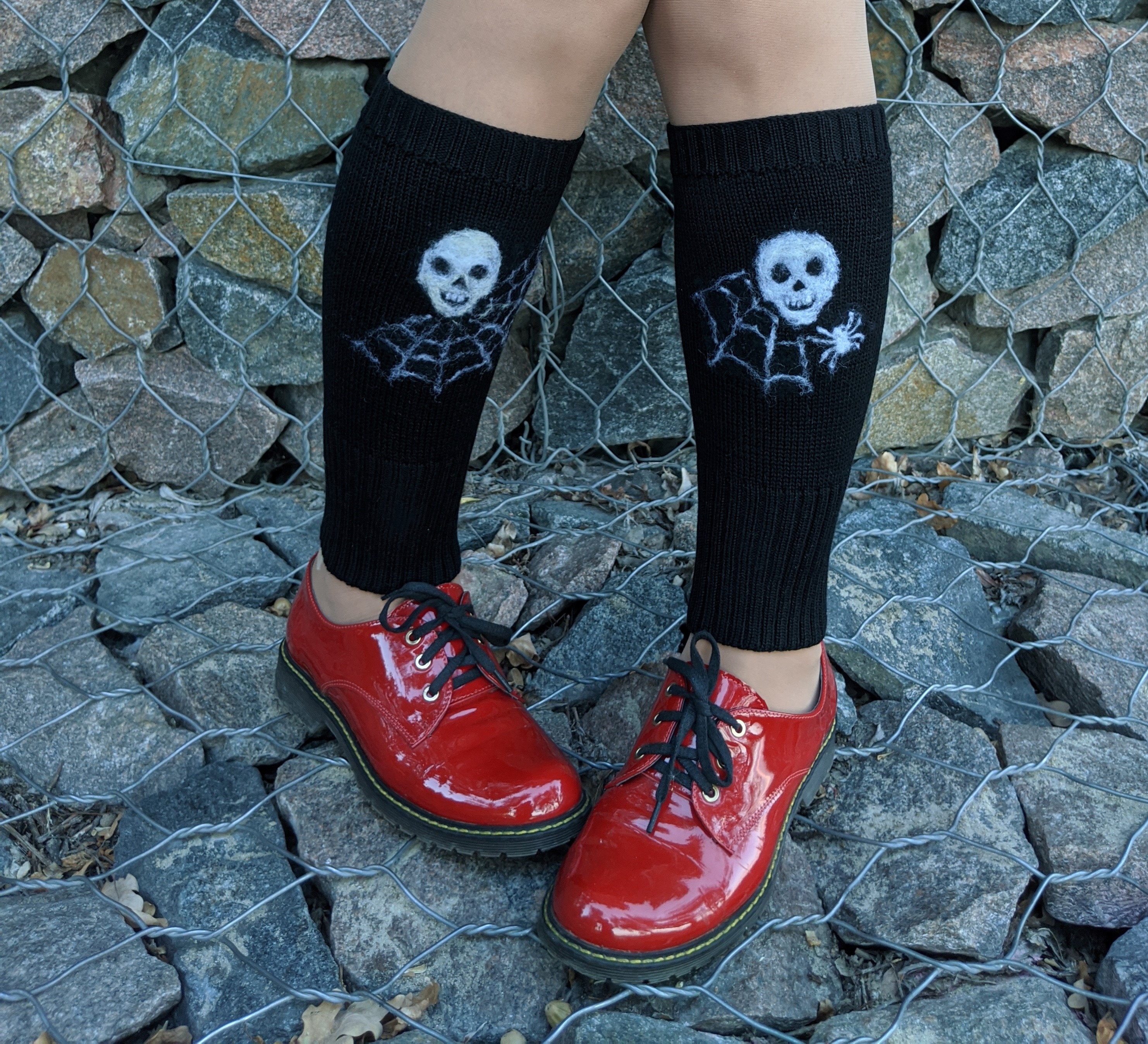 Gothic leg warmers Wool leg waremers Knit leg warmers Winter Etsy