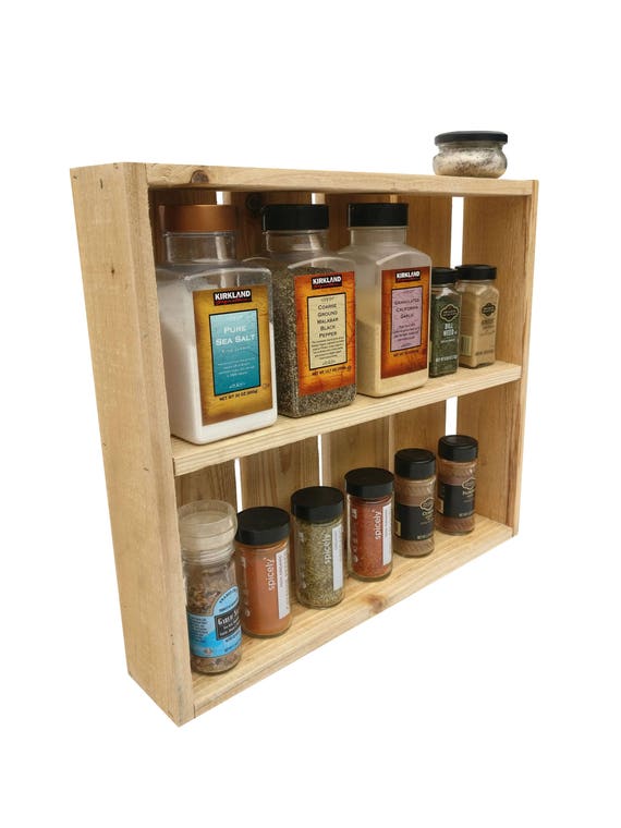 Pallet Wood Spice Shelf Countertop Hanging Holder Etsy