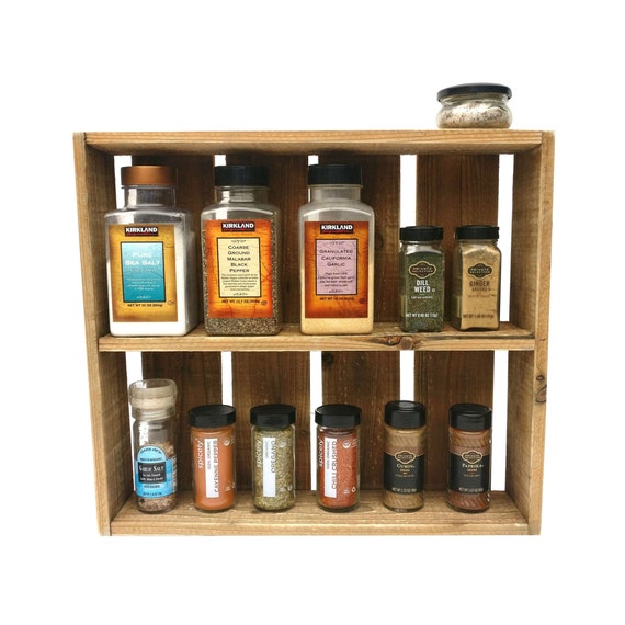Reclaimed Wood Spice Rack Box Countertop Decor Hanging Etsy