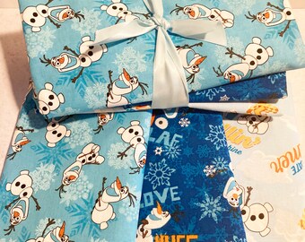 Fabric Bundle Disney Frozen Olaf Licensed Prints for Quilting Sewing Clothing Crafts 3 Yard Bundle