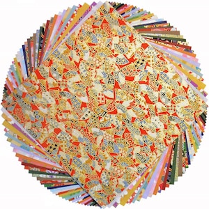 Yuzen Washi Paper 15x15cm Japanese Chiyogami Origami 80 fogli (40 fantasia e 40 semplici) Assortimento