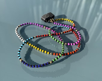 Catena per Airpods Magnetica, catena per Airpod, realizzata con perle di vetro ceche colorate