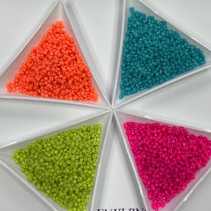 Perle di vetro rocailles neon 12/0, circa 2,5 mm, 10 grammi