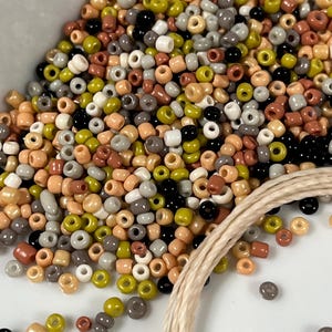 10 g Perline di vetro Rocailles Mix Verde-Marrone 12/0, circa 2-2,5 millimetri