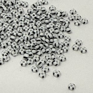 Perle di vetro Preciosa a strisce ceche, 11/0, 2,1 mm, 5 g, nero e bianco