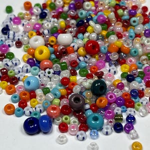 Mix di perline colorate Preciosa, Miyuki, perline di vetro a strisce 11/0, 12/0, 7/0, circa. Da 2 a 4 mm, 10 gr.