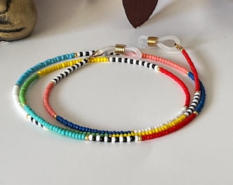 Bunte Brillenkette, Handgefertigte Brillenband, Airpod-Band aus Preciosa Glasperlen, Brillenkette, Geschenk für Sie
