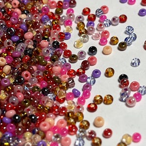 Mix rosa di perle di vetro Preciosa, Miyuki, strisce 11/0, 2,1 mm, 10 gr.