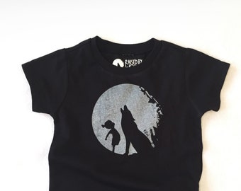 Howl at the Moon Raised by Wolves Baby Toddler Kids Shirt