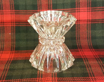 Lead Crystal Multi Sized Candle Holder Holds 3 Sized Candles or Flip for Small Candy Dish Vintage Table Decor for Fancy Table Setting