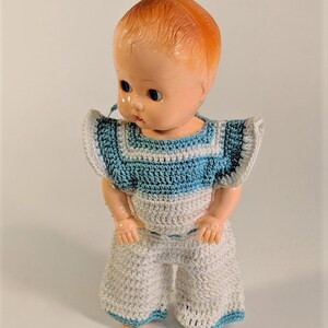 Vintage Boopsie Doll Articulating Ideal Brand  8&quot; Tall with 9 Crocheted Outfits