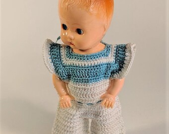 Vintage Boopsie Doll Articulating Ideal Brand  8" Tall with 9 Crocheted Outfits