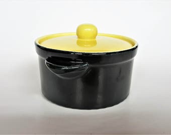 Villeroy Boch Porcelain Sugar Bowl with Lid or Individual Casserole Chromium Yellow Black