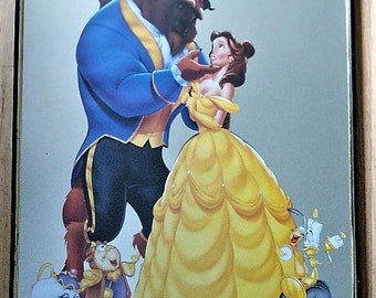 Vintage Beauty and the Beast Mirror with Cut Out of B & B Poster Rare Beauty and Beast Memorabilia