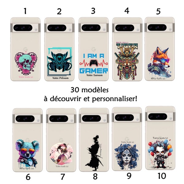 Coque + Cordon Pixel 6 6A 7 7A 7 et 8 et PRO samourai japan chat cyber fox ranger tigre manga anime mort mexicaine papa fête de pères +film