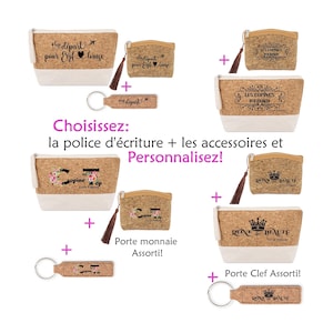Pochette porte monnaie et clefs en liège copine bff evjf anniversaire love bichette parfaite beauté les affaires de avec prénom trousse noel