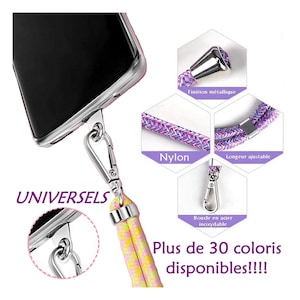 Collier tour de cou téléphone cordon universel réglable iPhone oppo redmi galaxy realme cadeau fete pere mere anniversaire image 1