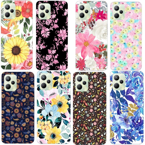 Coque + Cordon Galaxy A04S A12 A13 A14 A22 A23 A32 A33 A34 A42 A52 A53 A54 A72 en 4G 5G fleur pastel exotique hibiscus tournesol vintage