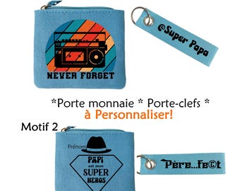 Pochette porte monnaie clefs prénom texte copine papa papi marraine fée coeurs corean heart pour cadeau fête anniversaire noël