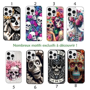Coque +Cordon A04S A05s A12 A13 A14 A15 A16 A22 A23 A25 A26 A32 A35 A36 A54 A55 A56 mort calavera mexicaine humour gamer skull fleur et film