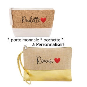 Sleutel portemonnee Make-up tasje van jute of kurk voornaam bichette rebel sulky dromer baroudeuse meid coupine vriendin