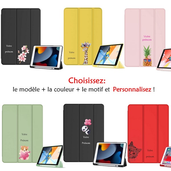 Housse Ipad 2 3 4 5 6 7 8 9 et MINI et Air et PRO ananas chat girafe hamster ourson fox panda licorne koala kawai anime manga personnalisee