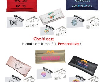 Etui pochette lunette origami mandala bouddha panda coeur fleur plume prénom papillon cadeau enfant maitresse fete pere mere saint valentin