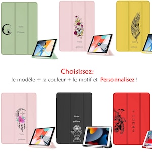 Housse Ipad 1 2 3 4 rouge avec votre prenom plume