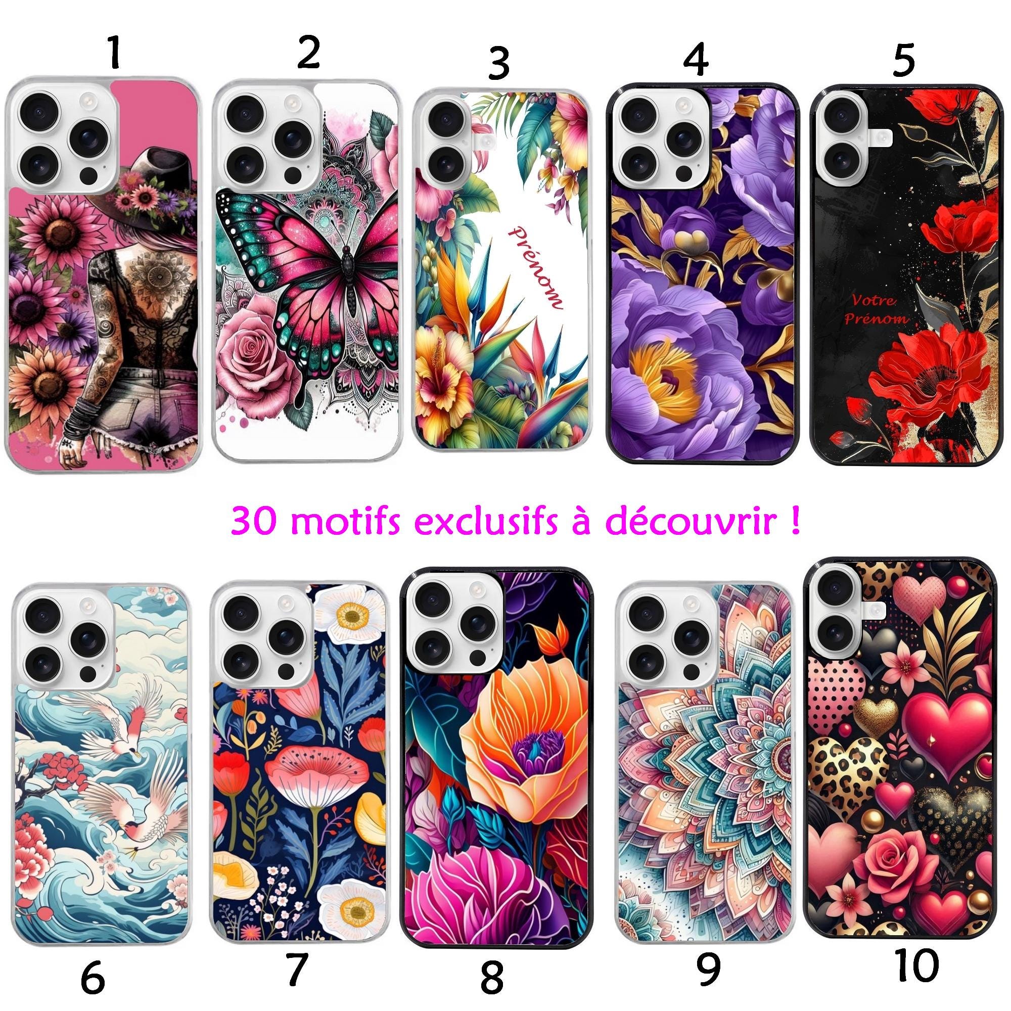 Case + Cord Reno 2 2Z 8 LITE A16 A54 A57 A72 A74 A77 A94 A5 A9 2020 pastel flower poppy pink heart butterfly with name hydrogel film