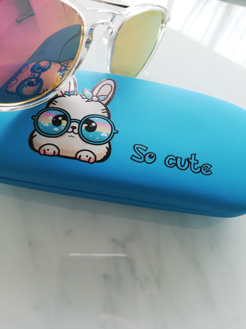 Glasses case box first name kawaii cat heart rabbit panda unicorn koala dino flowers gift child mistress mother's day Valentine's Day image 8