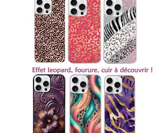 Coque + Cordon Nothing Phone 2A 3 3A LITE effet leopard fourrure cuir zèbre chevron et film hydrogel