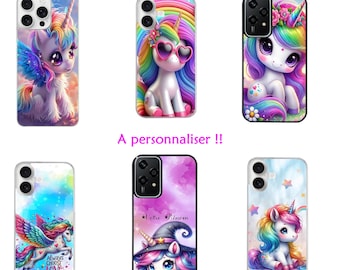 Coque Fold 6 et 7 licorne arc en ciel fleur love magic  anime manga