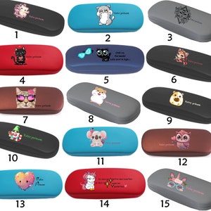 Glasses case box first name kawaii cat heart rabbit panda unicorn koala dino flowers gift child mistress mother's day Valentine's Day image 2