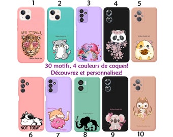 Custodia + cordino Galaxy A04S A13 4G A14 A12 A33 A34 A54 M23 A22 5G kawaii gatto unicorno panda criceto gufo koala tigre coniglio cuore nome