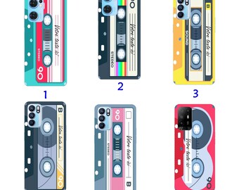 Custodia + Cavo OnePlus 8 8 9 PRO 9R 8T 10 PRO 11 Nord 2 N10 N100 CE 2 e 2 Lite retro cassette FE90 vintage personalizzata con il tuo testo