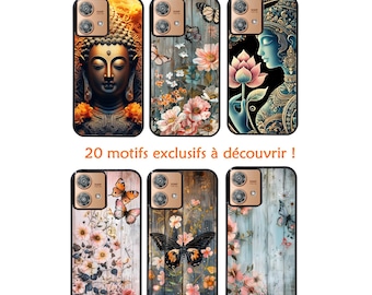 Coque + Cordon Nothing Phone 2A 3 3A LITE effet bois fleur papillon bouddha lotus zen yoga et film hydrogel