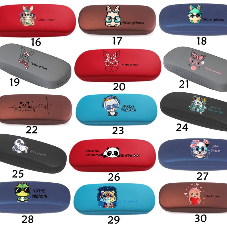 Glasses case box first name kawaii cat heart rabbit panda unicorn koala dino flowers gift child mistress mother's day Valentine's Day image 3