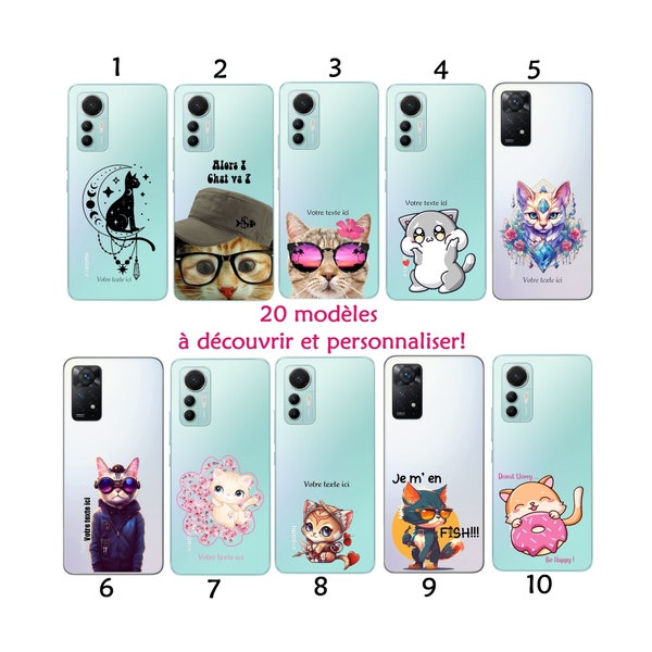 Coque + cordon collier Honor X6 X7 X7A X8 4G 5G 70 90 Magic 5 Lite X9A chat kawai samouraii coeur lunette prénom personnalisé +film hydrogel