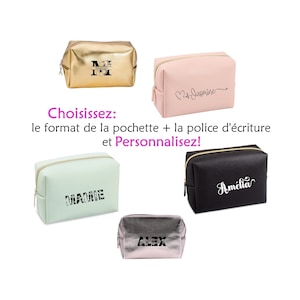 Trousse de toilette grande pochette maquillage prénom fleur coeur chat licorne astro cadeau trousse maitresse fete mere st valentin noel