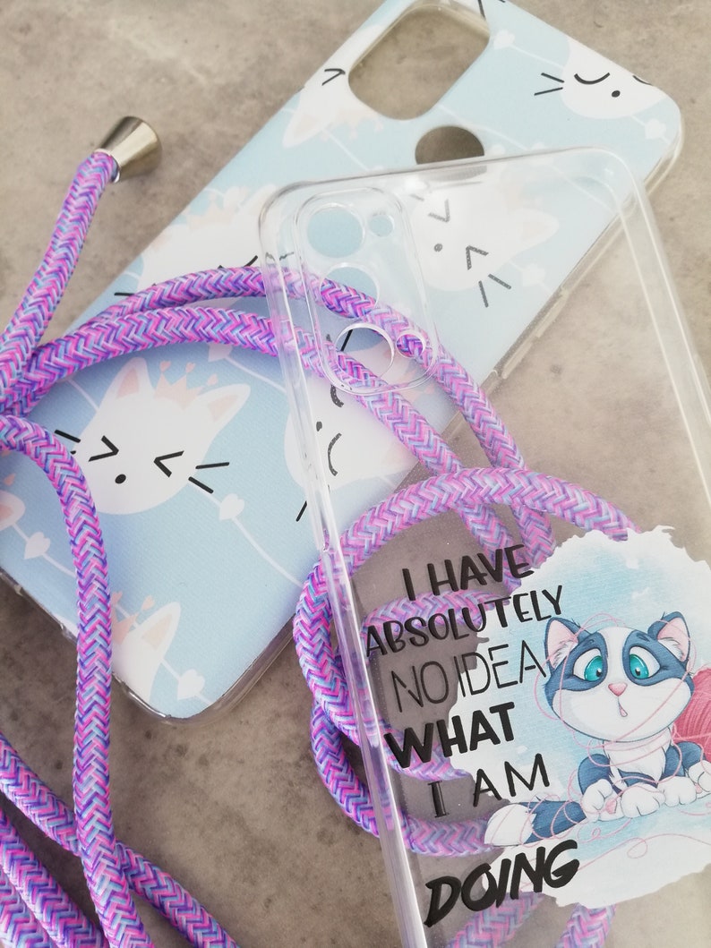 Coque cordon collier VIVO V21 V23 X51 Y21 Y21S Y33S Y52 Y72 Y55 Y75 chat kawaii samouraii coeur pelotte lunette astro donut personnalisé image 4